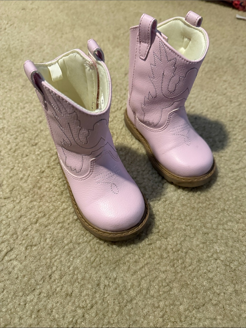 SHEIN Pink Girls' Western Cowgirl Boots